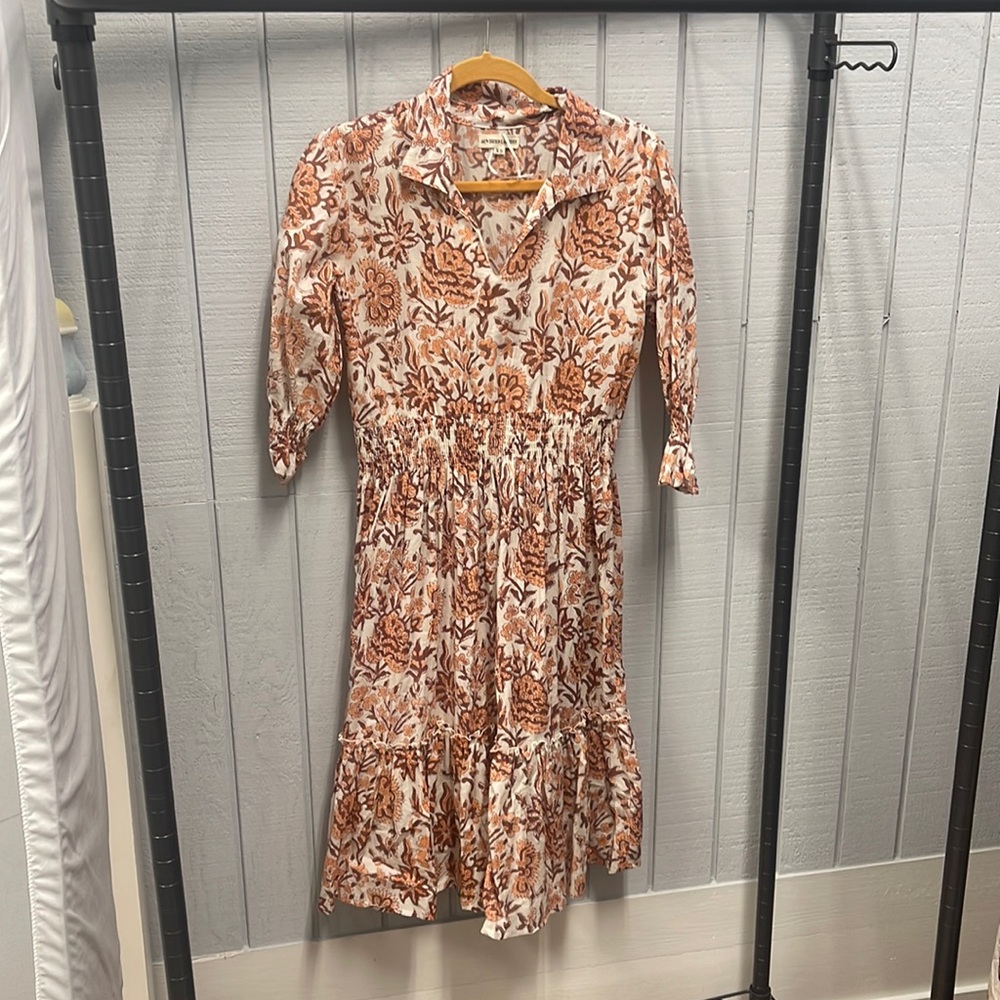 Sun dried laundry midi dress with smocked waist detail. Super flattering on.